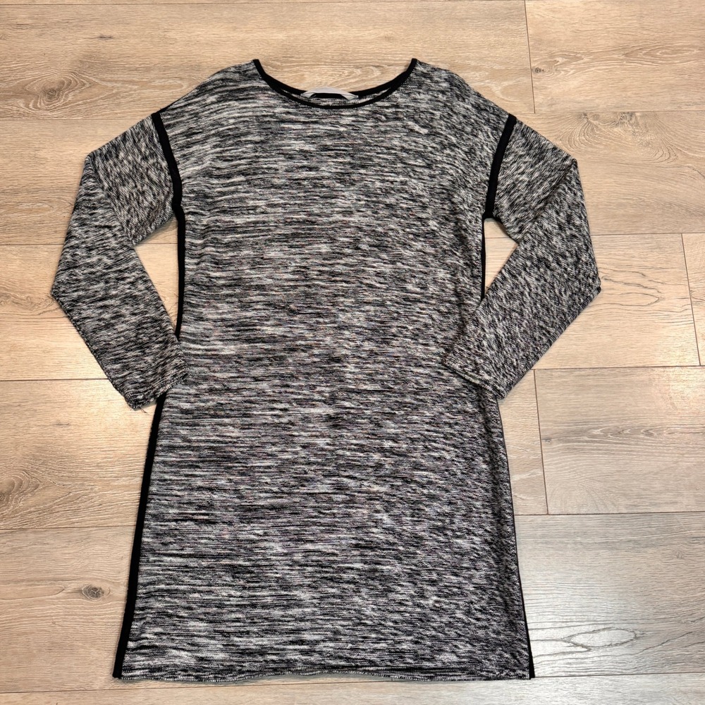 Athleta Retreat Sweater Dress Marled Knit Long Sleeve Casual Dress Black Large L